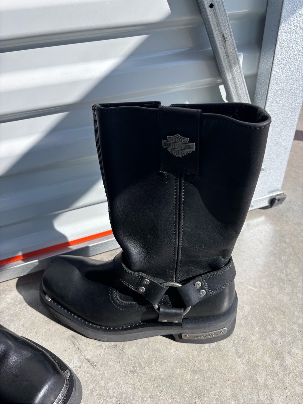 Harley-Davidson Black Leather Harness Motorcycle Boots model D88514